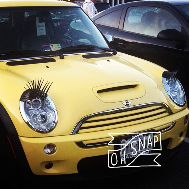 The #eyelashes on this #MiniCooper are SO CUTE!