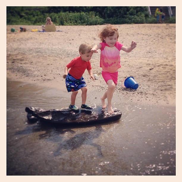Jumping off a log on the beach = SO MUCH FUN!!! #beach #latergram #summerinCLE