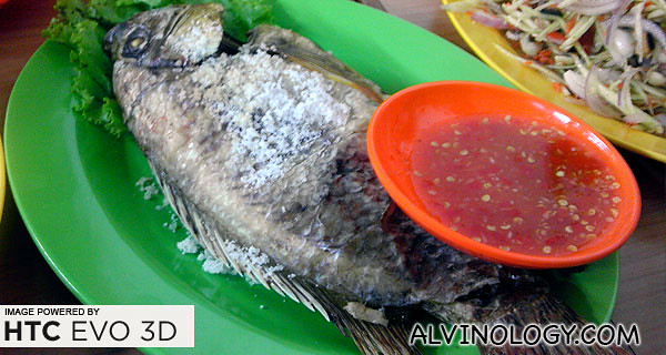 Barbecued fish, baked with salt