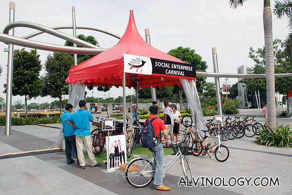 Bamboobee booth, promoting bamboo bikes 