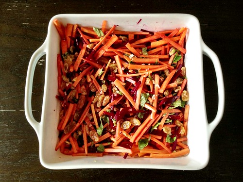Carrot and beet slaw with pistachios and raisins Danielle