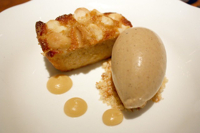 Macadamia and Coconut Brown Butter Cake with Coffee Ice Cream