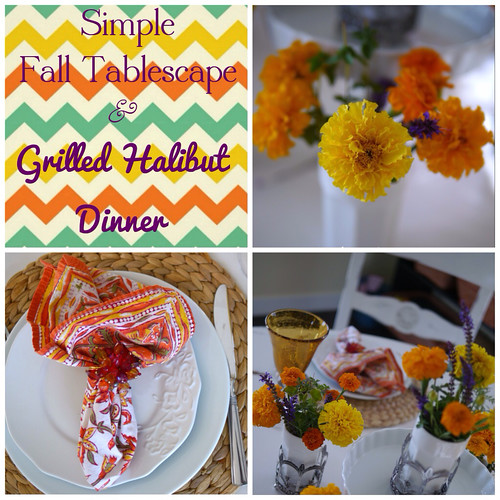 Simple fall tablescape using marigolds