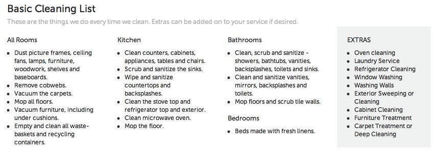 Basic Cleaning List