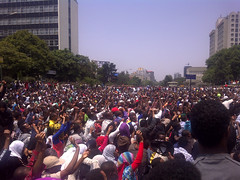 At a June 2, 2013 protest in Addis Ababa, the first major anti-government rally in Ethiopia since 2005, thousands turned out, calling for the release of political prisoners. Credit: William Lloyd George/IPS