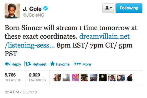 J. Cole (@JColeNC) #BornSinnerListening Annoucement