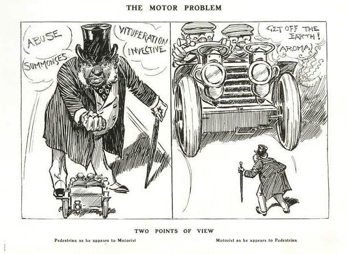 The pedestrian view of motorists & vice versa, 1905