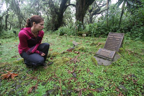 Holly at Dian Fosseys gravesite Rwanda photo by  Mike Dillon by LastOfTheGreatApes