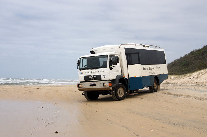 The beach is the main road on Fraser Island