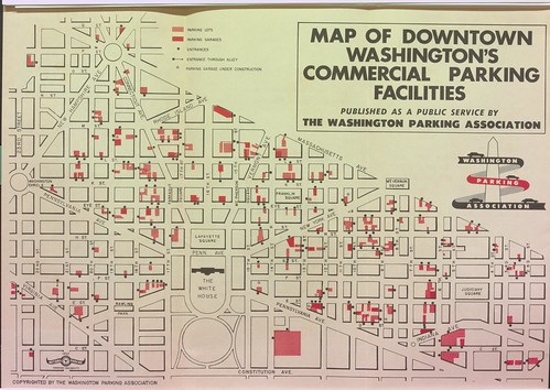 1953 brochure, inside, map of Downtown Washington's Commercial Parking Facilities