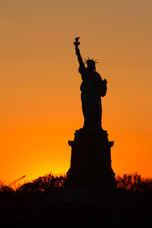 Miss Liberty at sunset