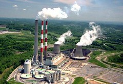 美國西維吉尼亞州的火力發電廠 ，圖片來自：Allegheny能源公司。