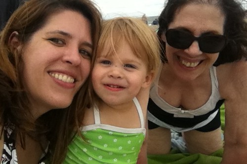 me, Lucy & my mom on the beach