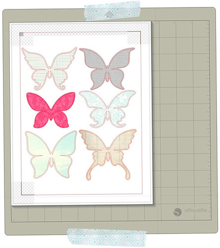 PATTERNED paper pieced butterflies PRINT & CUT WITH PRINTER'S BLEED in silhouette studio