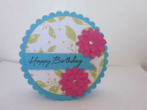 Blue, green and pink shaped card