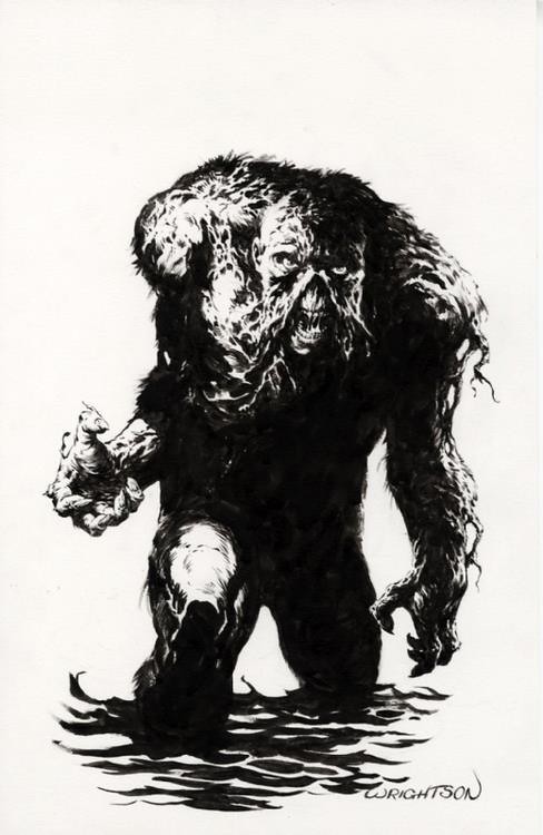 Swamp Thing in water by Berni Wrightson