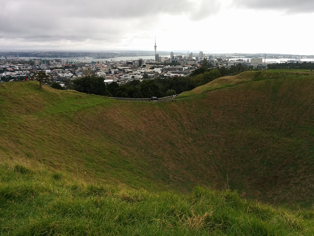 view of downtown from Mt Eden caldera