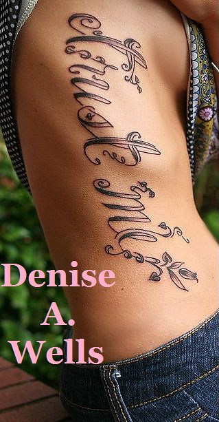 Lettering fancy script tattoo design for women ribcage
