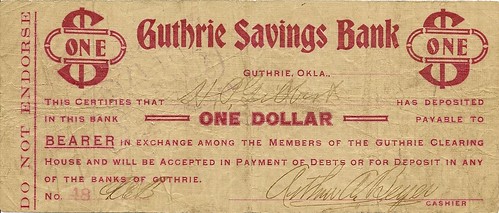 Guthrie Savings bank scrip