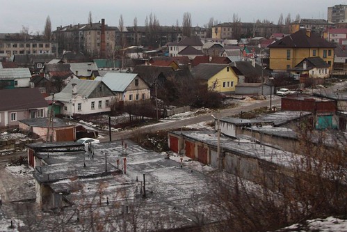 Mix of older houses and apartment blocks in the Russian city of Липецк (Lipetsk)