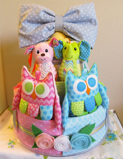 Diaper Cake for Boy/Girl Twins