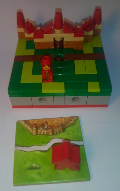 Tuile  de départ de Carcassonne en Lego