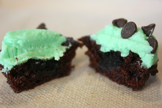 Miniature Mint Chocolate Chip Cupcake innards