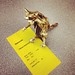What I folded in class this morning: nekomata - origami (Japanese two-tailed cat demon)