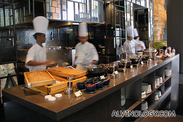 Open kitchen serving asian fares 