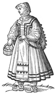 Cesare Vecellio: Peasant woman from Cividale, 1590 De gli Habiti antichi et moderni di Diverse Parti del Mondo