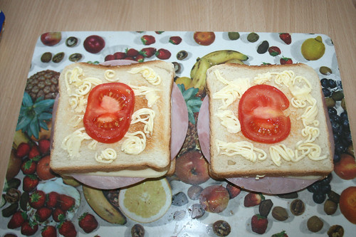 14 - Mit Butterflocken & Tomaten belegen / Cover with butter & tomatoes