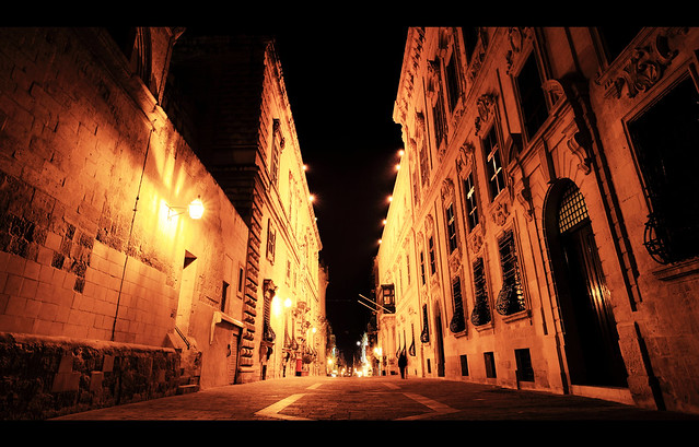 Valletta at night.