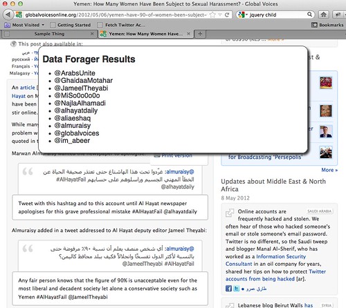 Data Forager Prototype Results: GlobalVoicesOnline.org