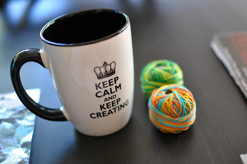 Keep Calm cup and Valdani perle cottons