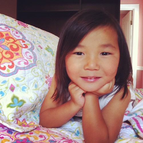 Lily with her new bedding.  Hope she loves it as much as I do! #instagram_kids #home #childrenphoto