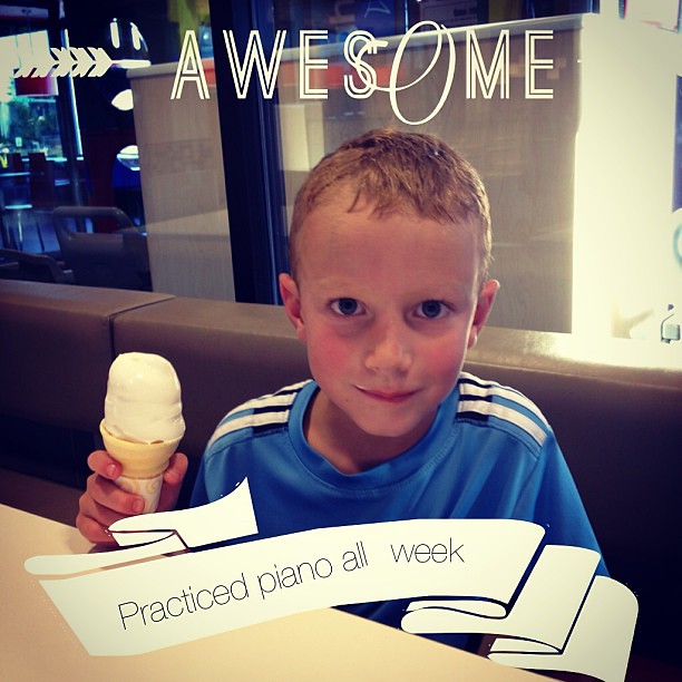 Without complaining!  So I promised him an ice cream cone at McDonald's after football practice.