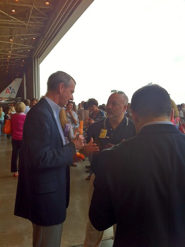American Airlines CEO Tom Horton visits with employees