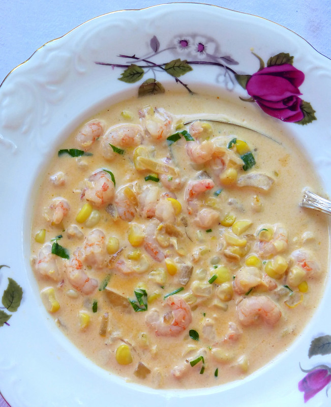 Cold water shrimp and corn chowder