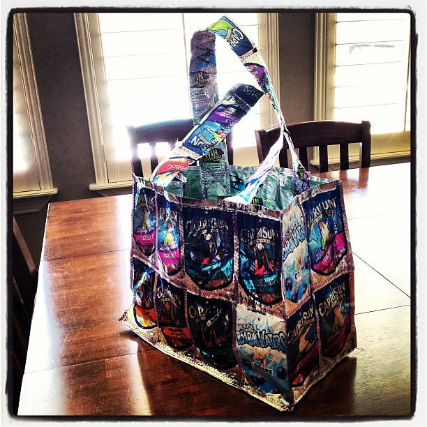 My new summer bag. It took 35 caprisuns to make. It's really kind of fun!