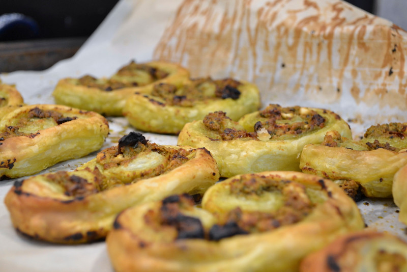 pesto, goat cheese, and sun dried tomato palmiers | things i made today