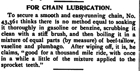 Chain lube advice, 1898