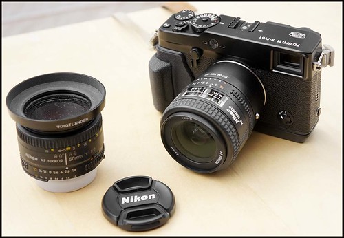 Fuji X-Pro 1 Nikon 28mm f/2.8D and 50mm f/1.8D lenses