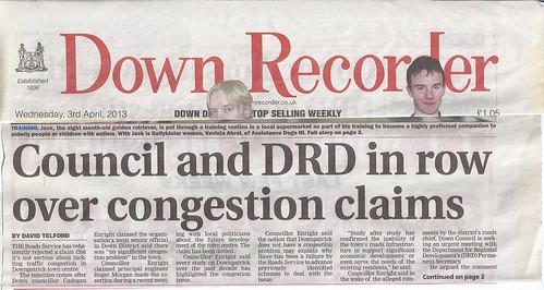 3rd April 2013 Dispute with Roads Service hits front page 1 by CadoganEnright
