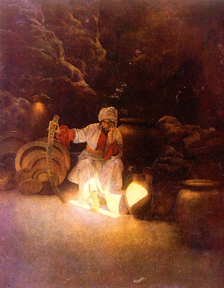 La cueva del tesoro. Obra de Maxfield Parrish (1870–1966)