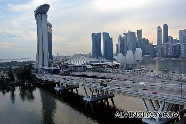 View of Marina Bay Sands from Singapore Flyer capsule
