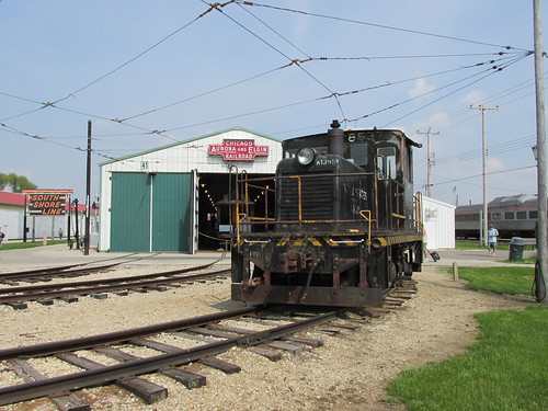 A former U.S  Army  General Electric 45 ton side rod center cab diesel switcher.  The Illinois Railway Museum.  Union Illinois.  Saturday, May 18th, 2013. by Eddie from Chicago