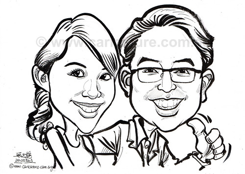 couple caricature in pen and brush 22052013