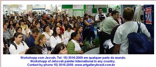 Jeovah Santos pintando ao vivo em feira internacional