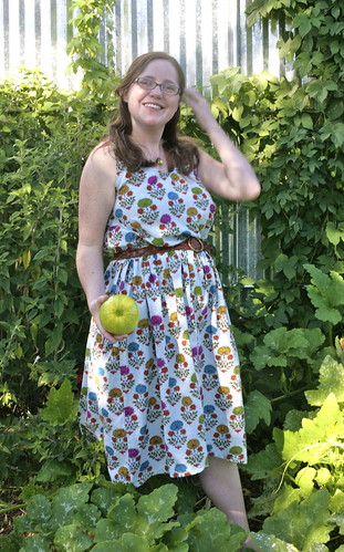 Picking squash in my new dress.