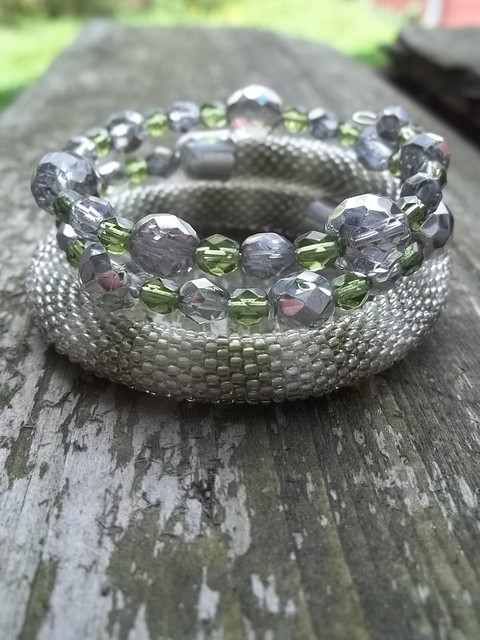 green and silver bracelet